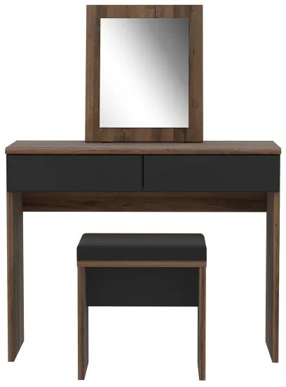 Toaletný stolík JUNO + taburet 45x29,6 cm hnedá/čierna