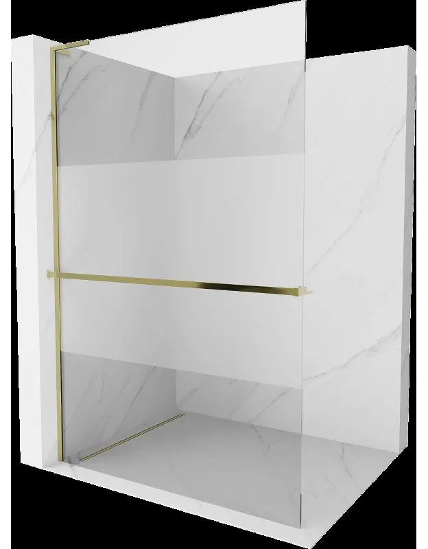 Mexen Kioto+ L priehradka sprchová so zásuvkou Walk-in 120 x 200 cm, transparentné/mrznúce, zlaté - 800-120-123-50-35