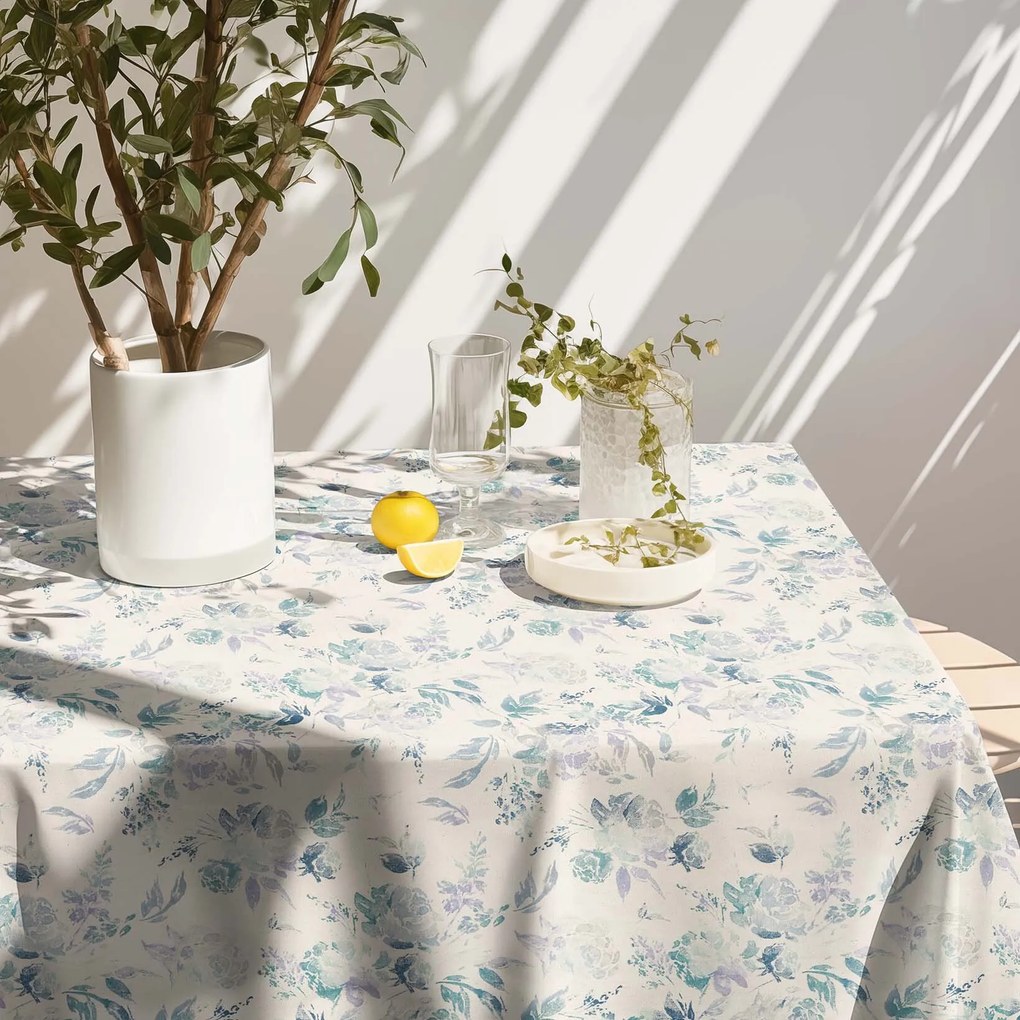 Goldea hranatý obrus valencia - otlačky rastlín 120 x 160 cm