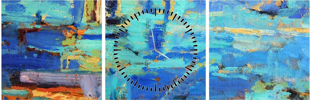 Obraz - Abstraktné olejomaľba (s hodinami) (90x30 cm)