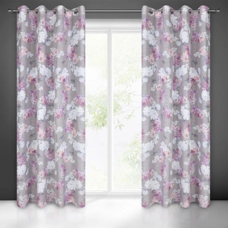 Dekorstudio Dekoračný etamínový záves SHERRY s kvetinovým motívom 140x250cm