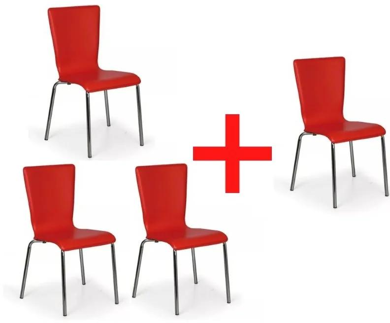 Jedálenská stolička CAPRIO, červená, 3+1 ZADARMO