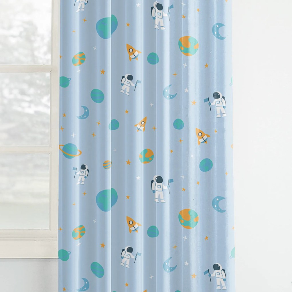 Goldea detský bavlnený záves - kozmonauti vo vesmíre 280x150 cm