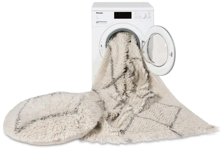 Biely vlnený taburet Berber Soul – Lorena Canals