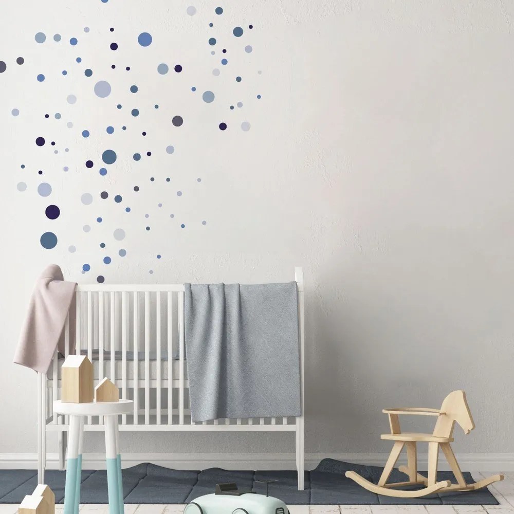 Sada 100 modrých nástenných samolepiek Ambiance Round Stickers