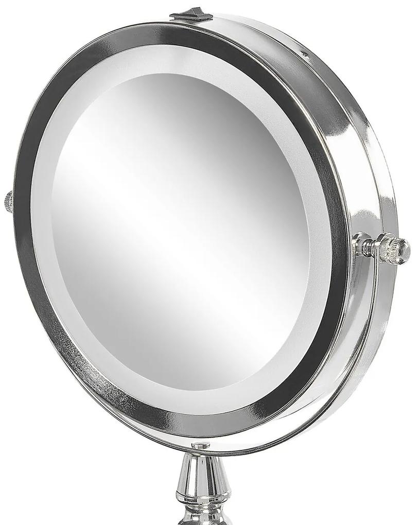 Kozmetické LED zrkadlo ø 18 cm strieborné MAURY Beliani