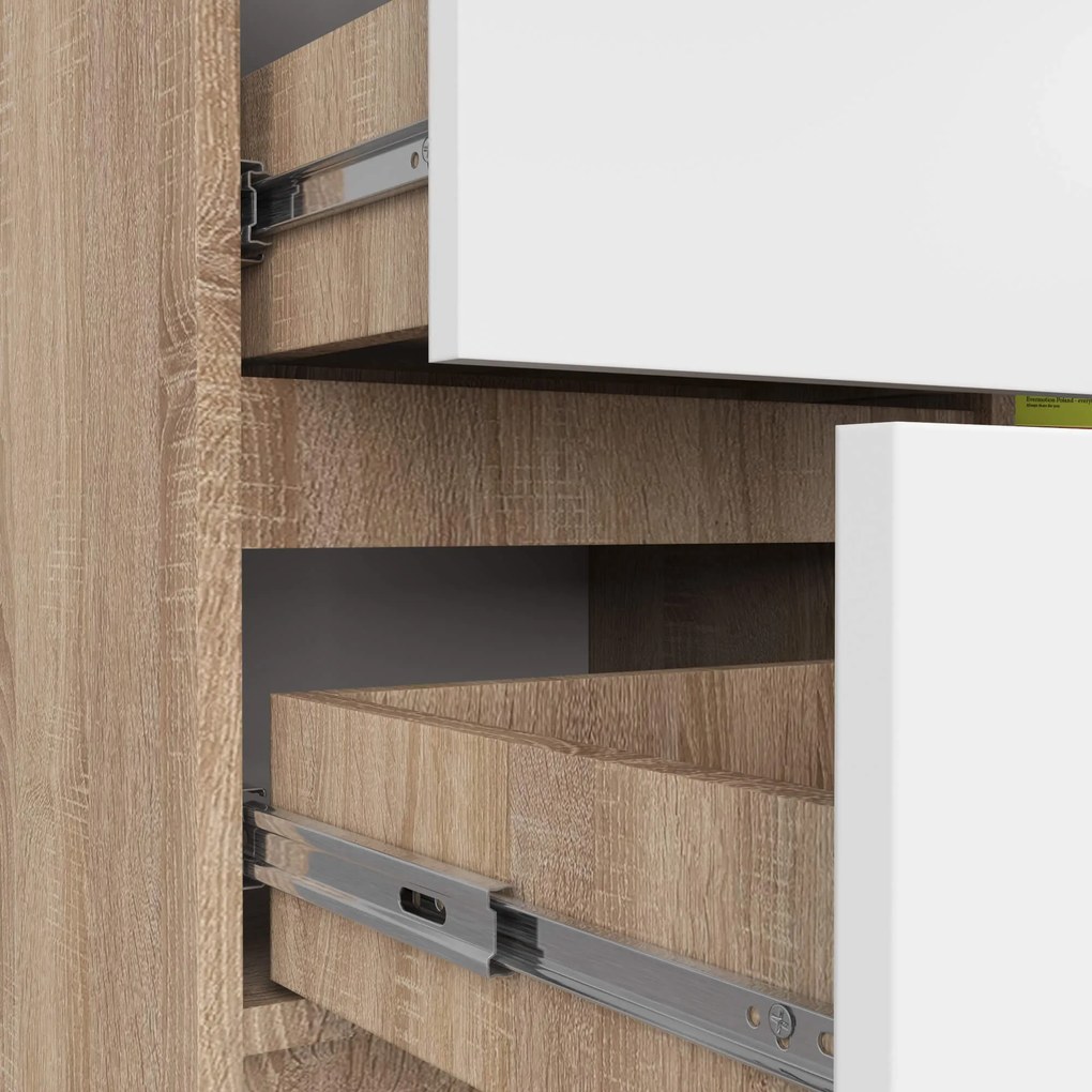 Komoda JERRY K 80 cm 1 dvere 3 zásuvky dub sonoma/biela