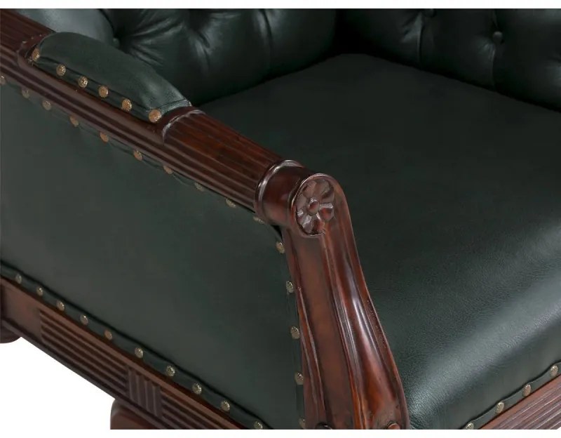 furniture-nabytek.cz - Masívne kancelárske kreslo Cambridge z pravej kože, mahagónové, lakované, zelené
