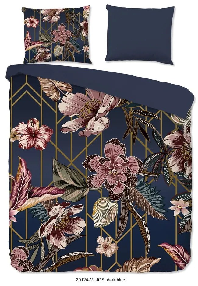 Tmavomodré obliečky na dvojlôžko/predĺžené z mikrovlákna 200x220 cm Jos – Good Morning