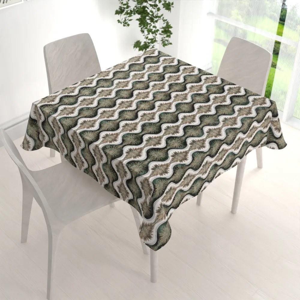 Biante Bavlnený štvorcový obrus Sandra SA-542 Okrasné hviezdy na zelenom/bielom 140x140 cm