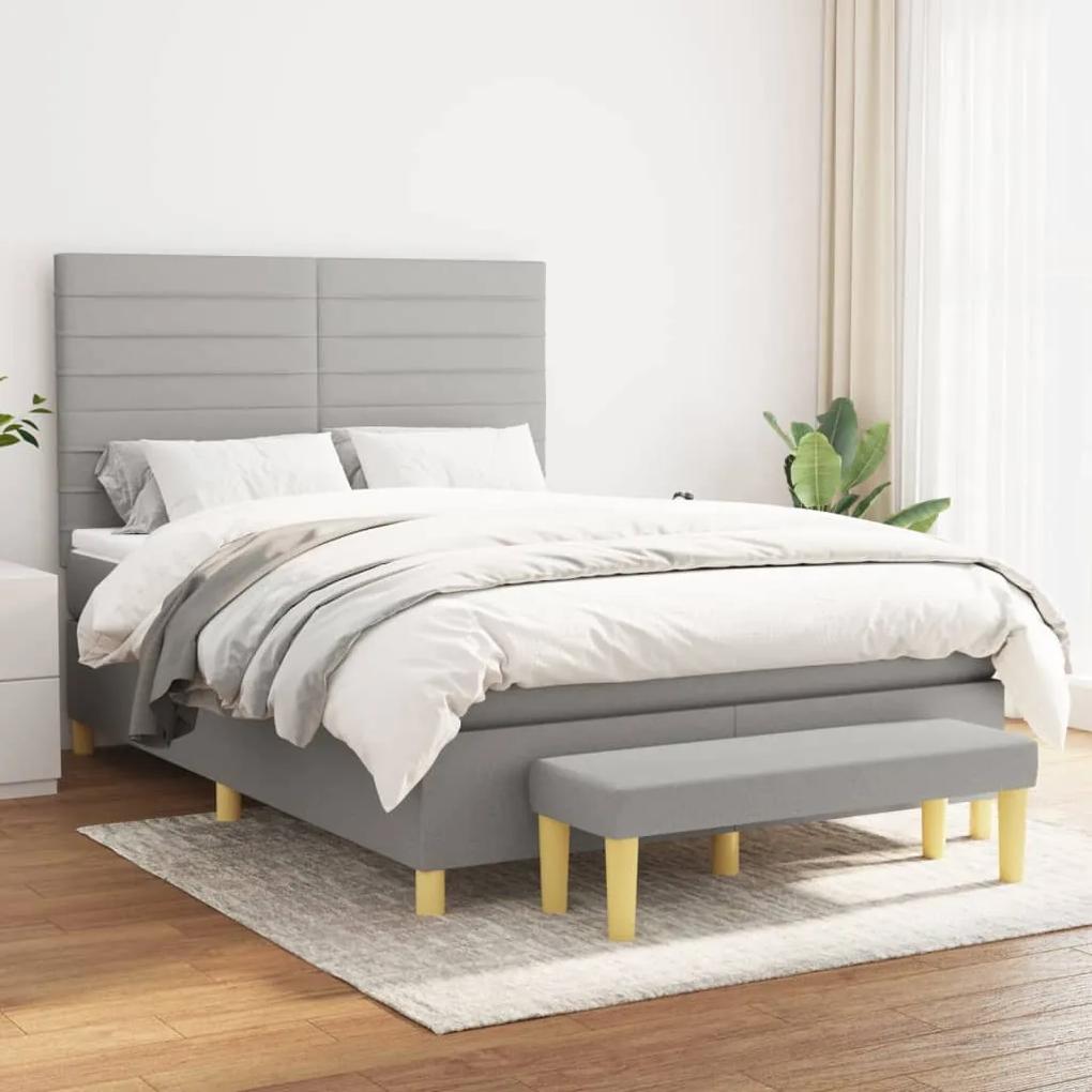 Boxspring posteľ s matracom bledosivá 140x200 cm látka 3137237