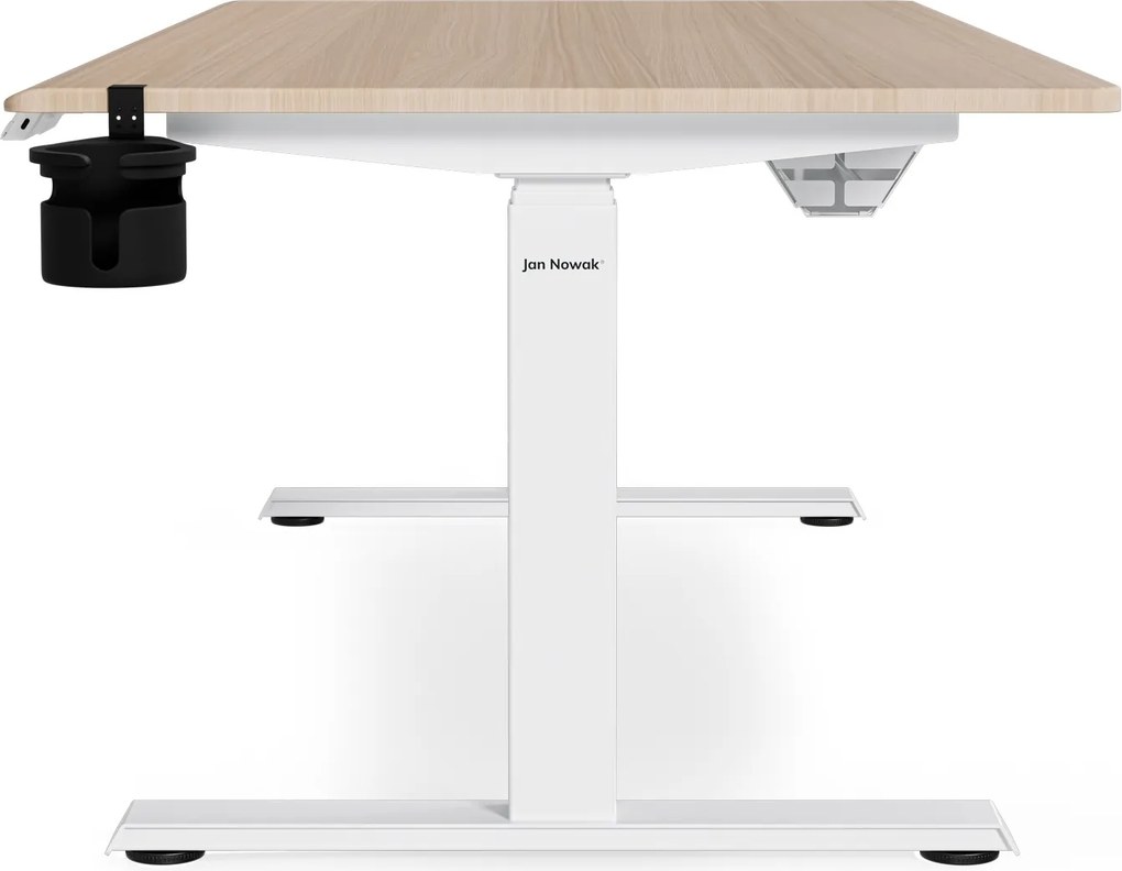 Elektrický stôl s nastaviteľnou výškou ergonomický biely/dub sonoma,1600x800 mm: ARIA