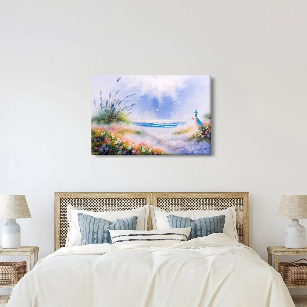 Obraz - Romantická pláž, olejomaľba (90x60 cm)