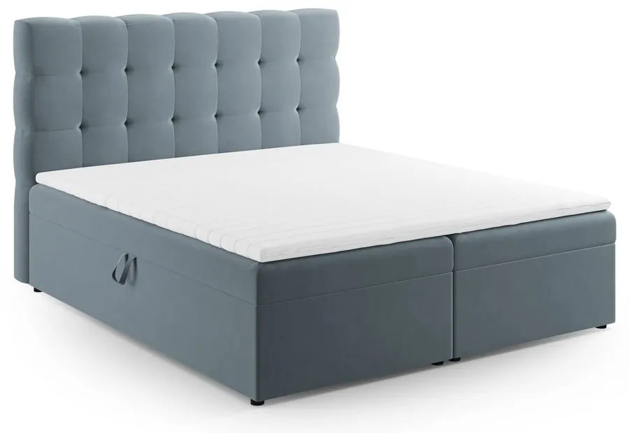 Svetlomodrá boxspring posteľ s úložným priestorom 160x200 cm Bali – Cosmopolitan Design