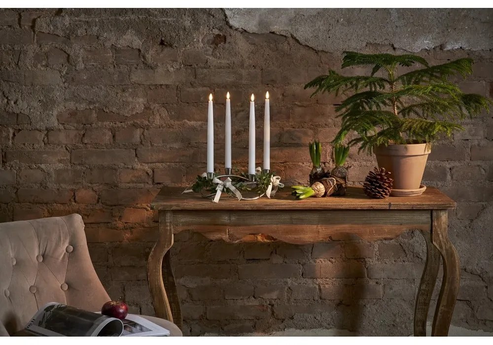 Súprava 4 bielych LED voskových sviečok Star Trading Flamme, výška 28,5 cm