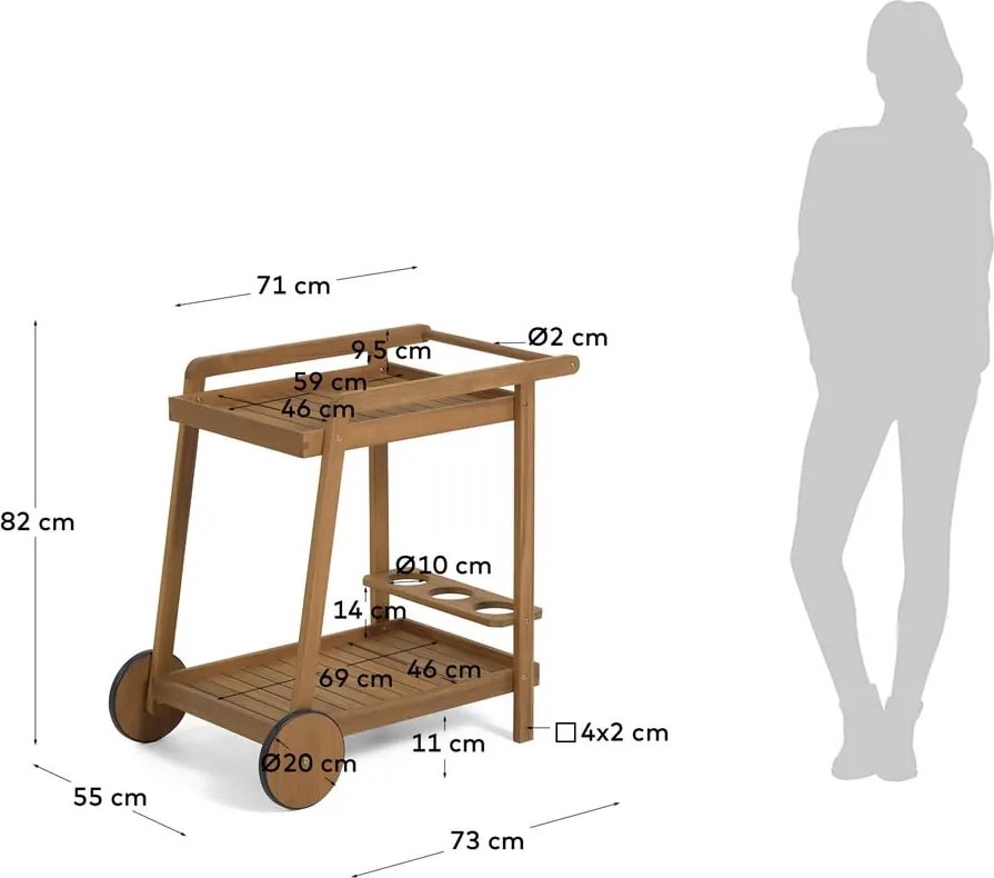 Servírovací stolík z masívu akácie 55x73 cm Felisa – Kave Home
