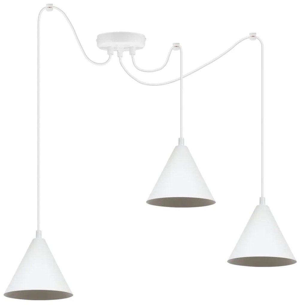 Závesné svietidlo Soho Spider, 3x biele kovové tienidlo, (fi 14cm)