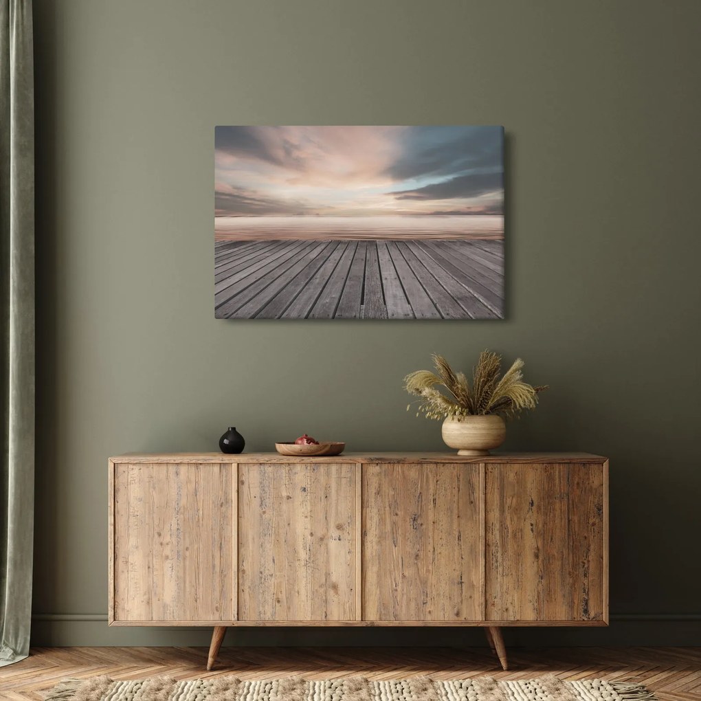 Obraz - Mólo pri západe slnka (90x60 cm)