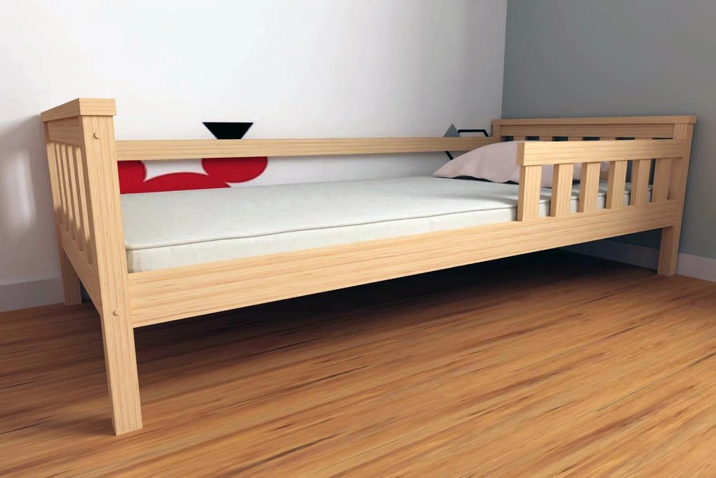 Detská posteľ z masívu borovice FRANK - 200x90 cm - prírodná