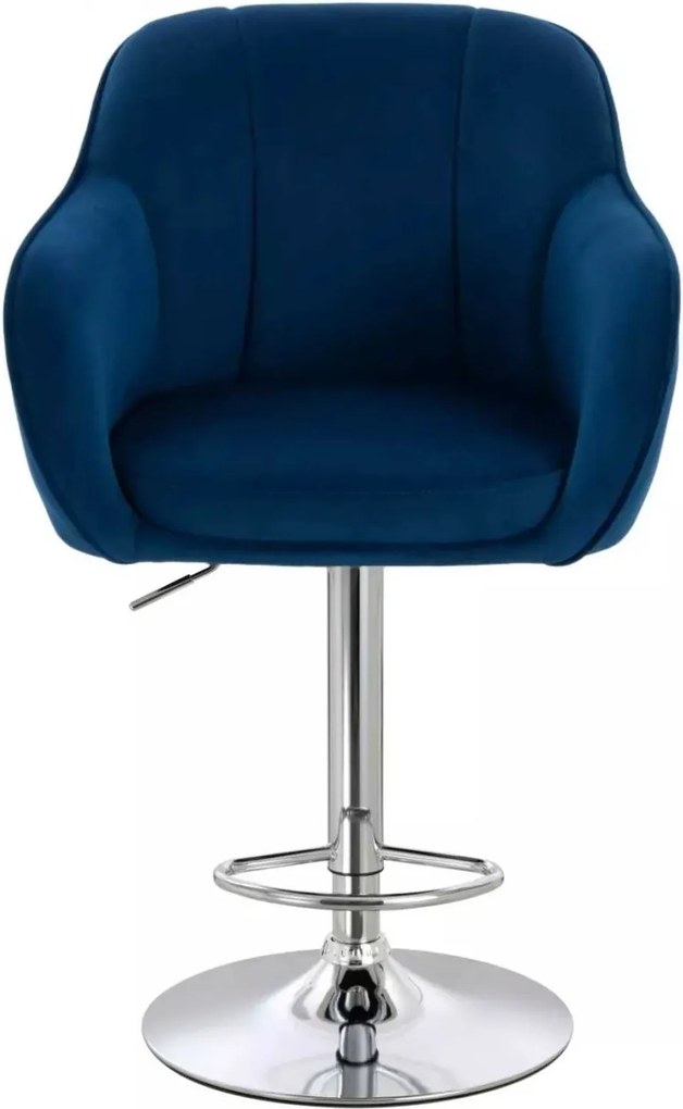 LuxuryForm DESIGN Barová stolička AVOLA VELUR na striebornom tanieri - modrá