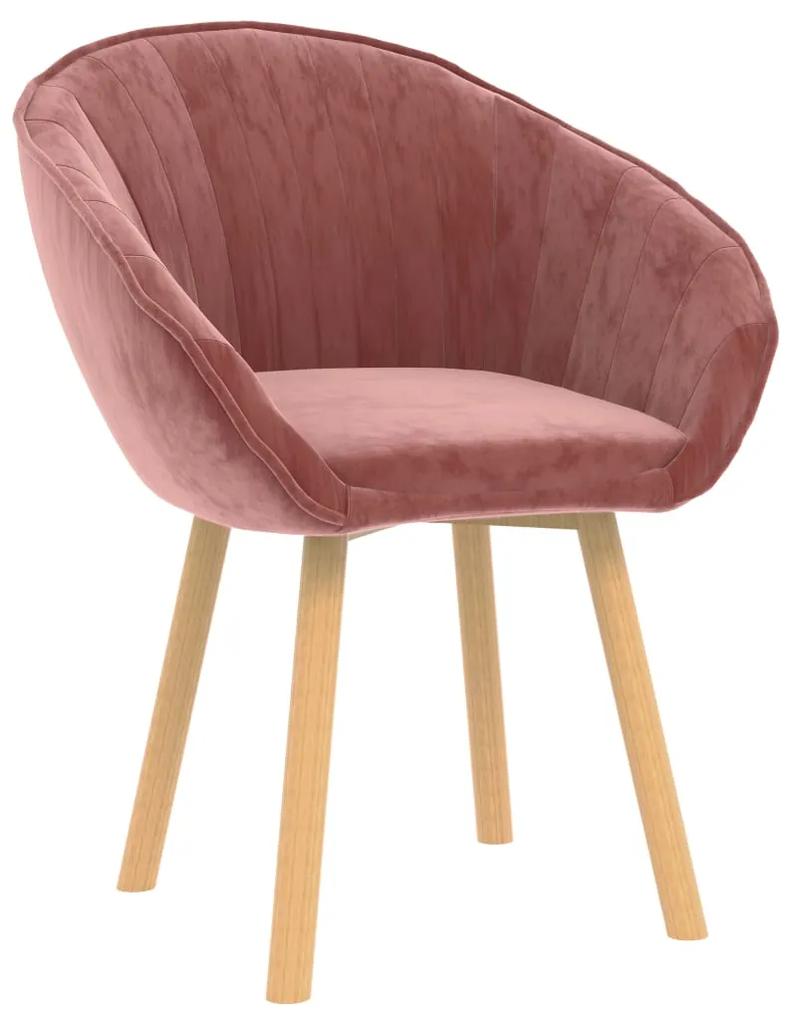 vidaXL Jedálenská stolička, ružová, zamat