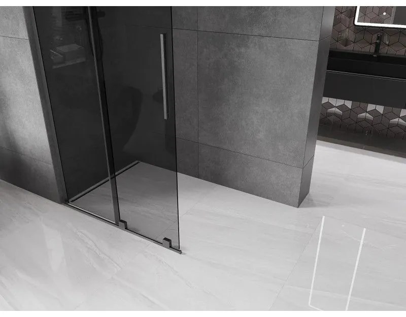 Mexen Velar L, posuvná sprchová zástena Walk-in 90 x 200 cm, 8mm šedé sklo, grafit brúsený, 871-090-003-43-66