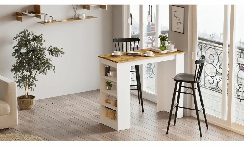 Barový stôl Lux White a Atlantic Pine