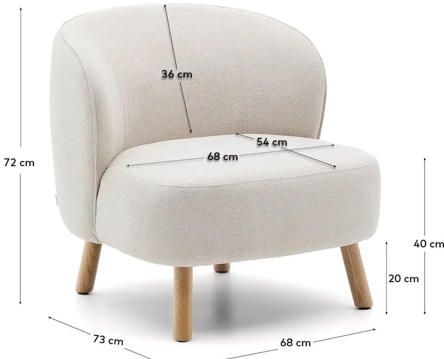 Krémové ženilkové kreslo Ulit – Kave Home