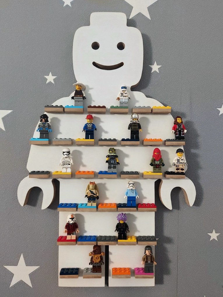 Polička na lego postavičky - biela, 32 x 50 cm