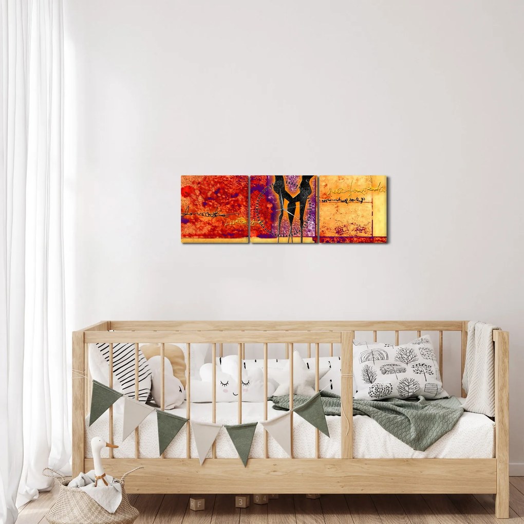 Obraz - Africká bohyňa (s hodinami) (90x30 cm)