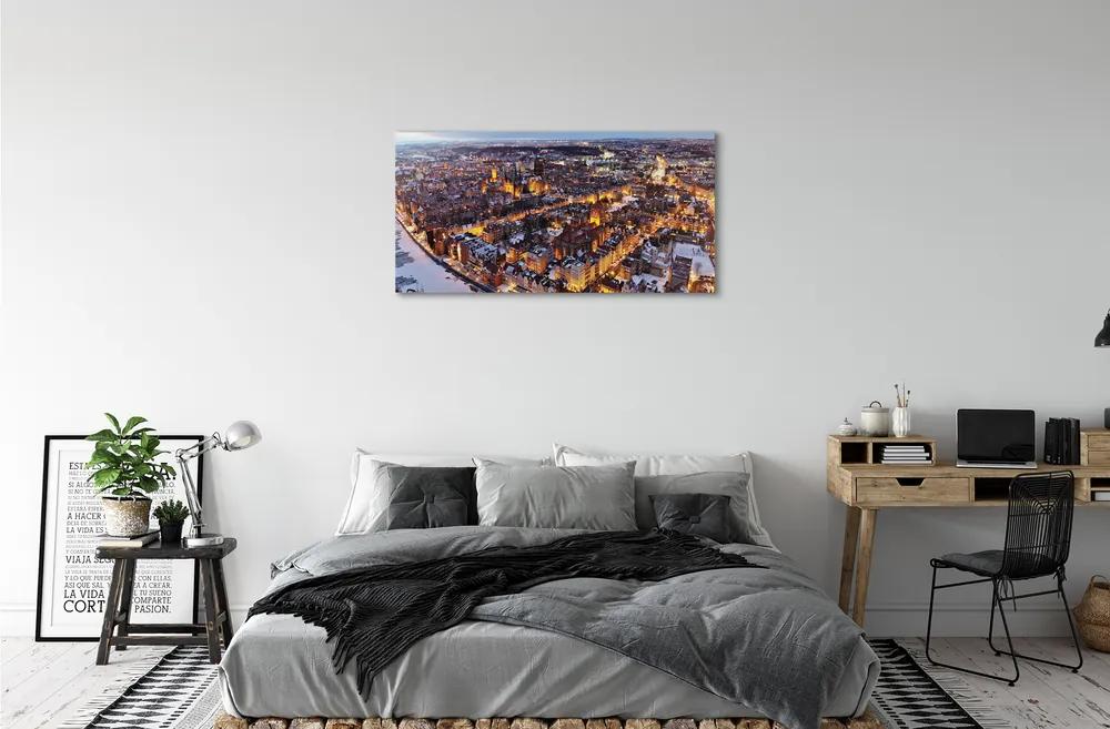 Obraz na plátne Gdańsk Winter panorama rieka 140x70 cm