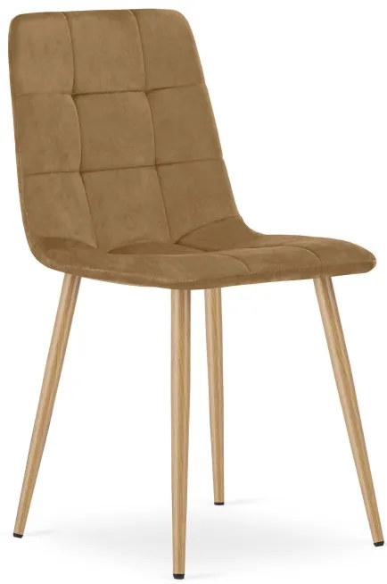 Jedálenská stolička KARA zamatová, hnedá / hnedé nohy