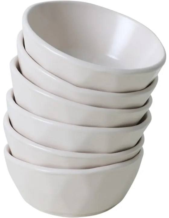 Súprava 6 kameninových misiek Facetta 12 cm, krémová