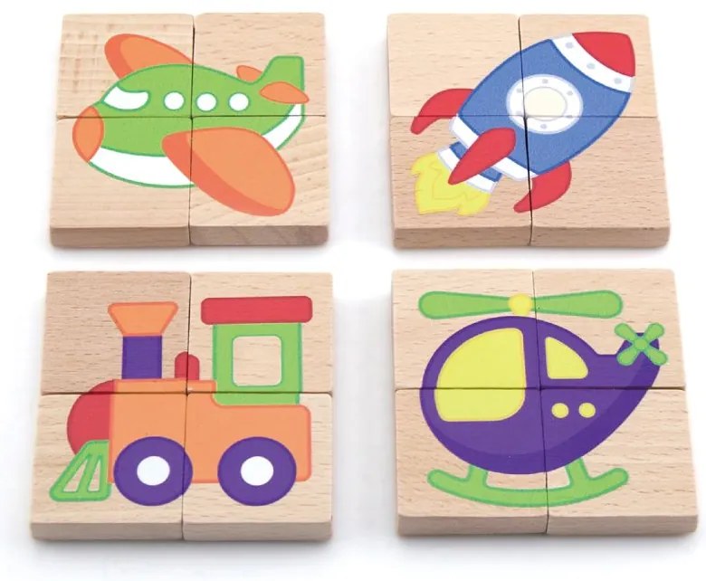 Viga Drevené magnetické puzzle Vozidlá