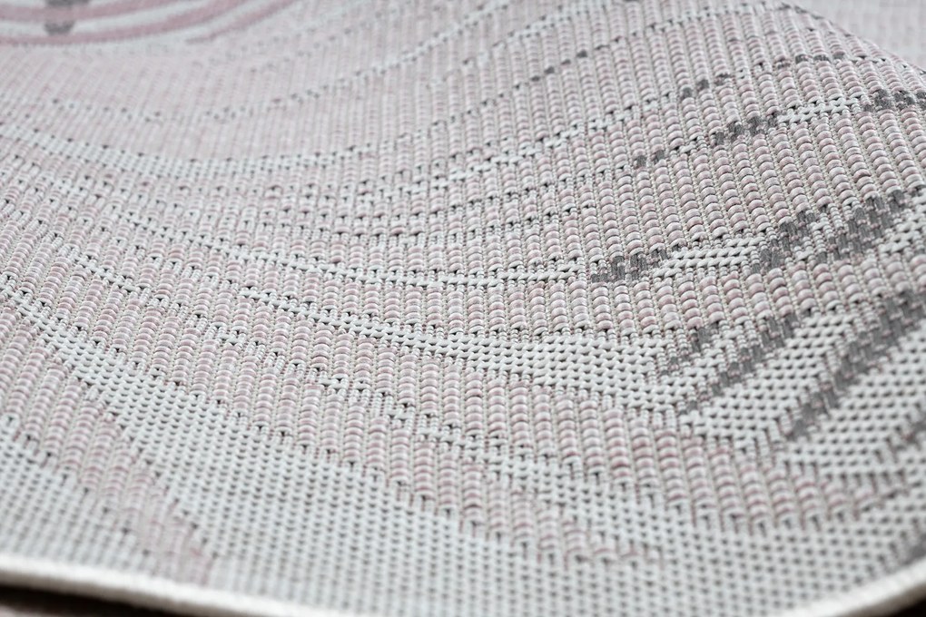 Koberec SISAL SION palmové listy, tropický 2837 ecru / ružový