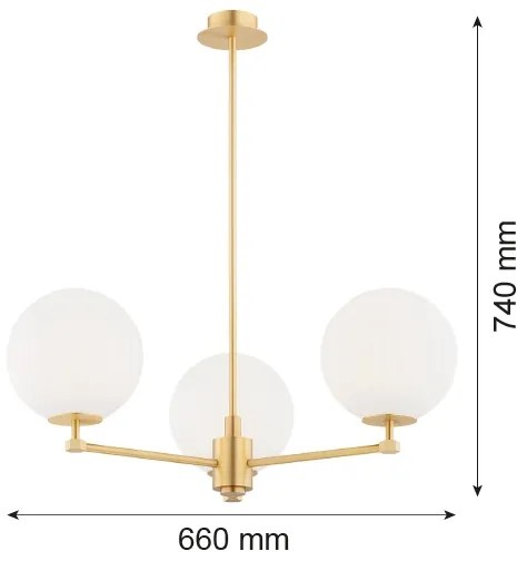 Argon 6307 - Luster na tyči PALOMA 3xE14/7W/230V zlatá/biela