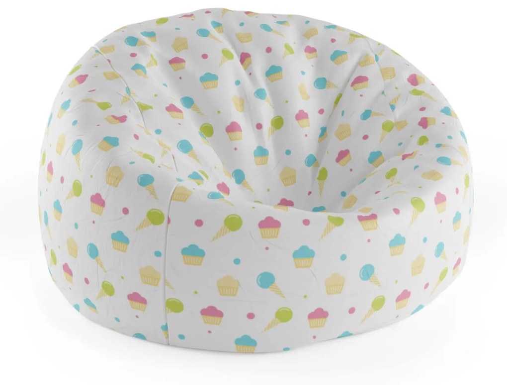 Sablio Sedací vak Cocoon Zmrzlinky a muffiny - 115 x 75 cm x 45 cm