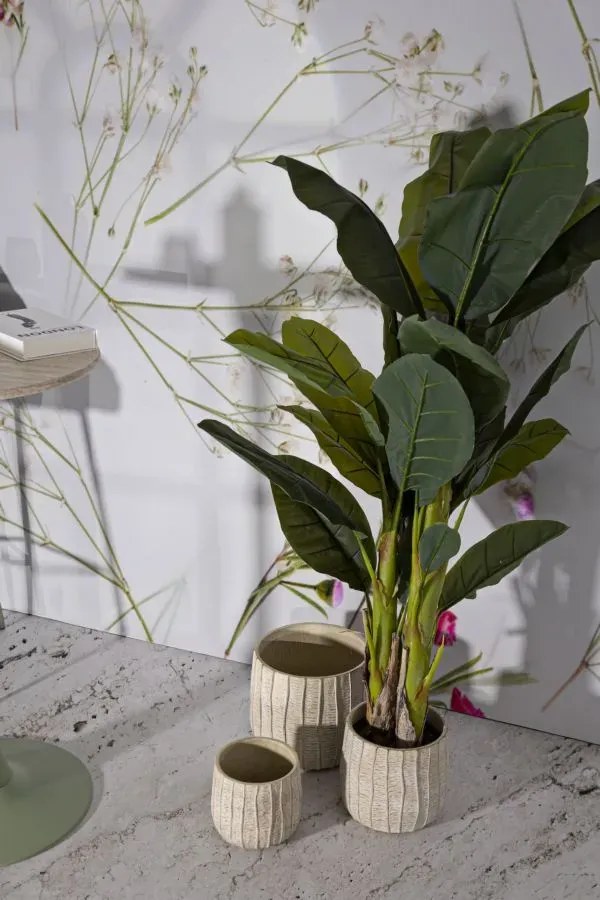 Sada 3 ks kvetináčov Flake krémová