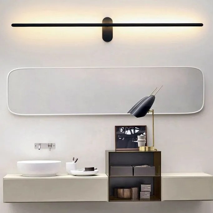 Toolight - LED nástenná kúpeľnová lampa nad zrkadlo 92cm 12W 640lm APP583-1W, čierna, OSW-09754