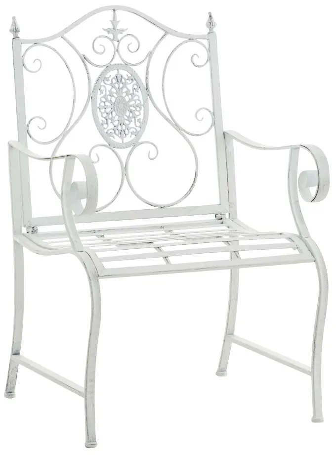 Kovová stolička Punjab s područkami - Biela antik