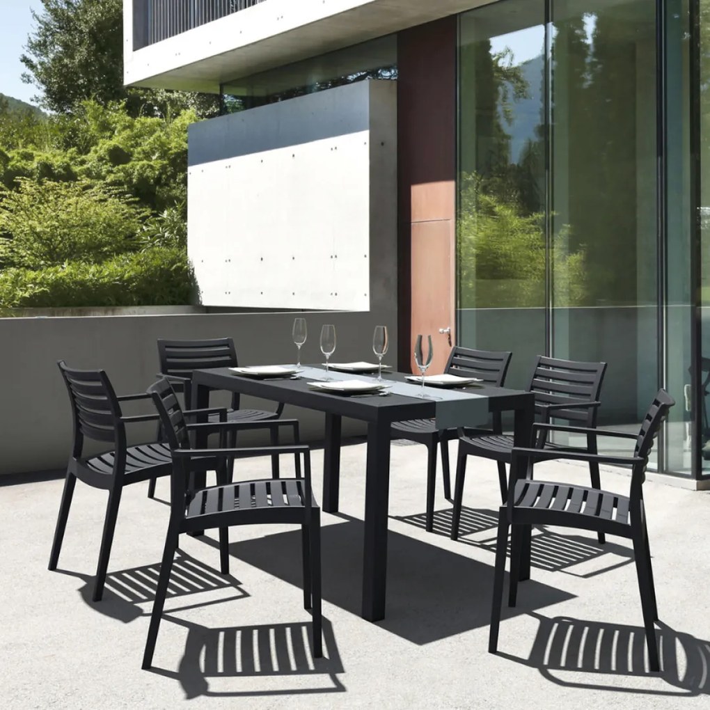 ARTEMIS záhradná stolička s podrúčkami black