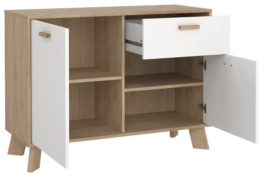 Biela/v prírodnej farbe komoda v dekore duba 99x73x39 cm Ikast – Tvilum