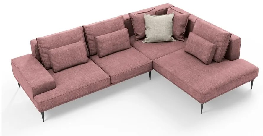 Ružová rozkladacia rohová pohovka Interieurs 86 Liege, pravý roh