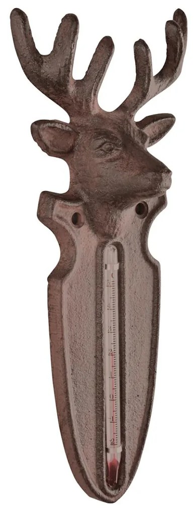 Nástenný teplomer Deer, 22x9,5 cm, liatina, hnedá
