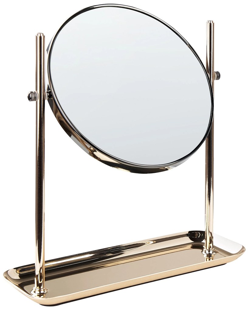 Kozmetické zrkadlo ø 20 cm zlatá/čierna FINISTERE Beliani