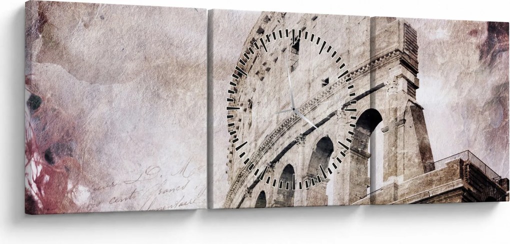 Obraz - Koloseum, Rím, Taliansko (s hodinami) (90x30 cm)