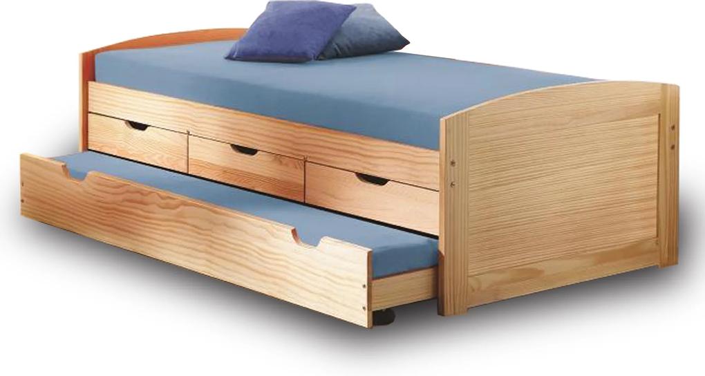 TEMPO KONDELA Marinella 90 drevená posteľ s prístelkou prírodná