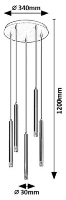 Rabalux 72361 - Luster na lanku RAMIRA 5xG9/5W/230V zlatá
