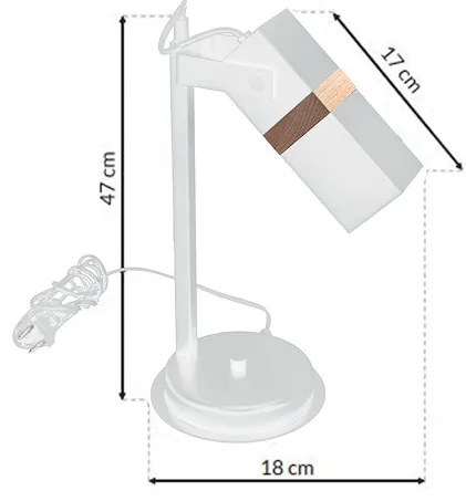Stolná lampa Vidar, 1x drevené/biele kovové tienidlo, w