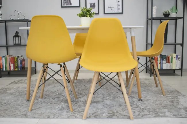 Set troch jedálenských stoličiek OSAKA horčicové (hnedé nohy) (3ks)